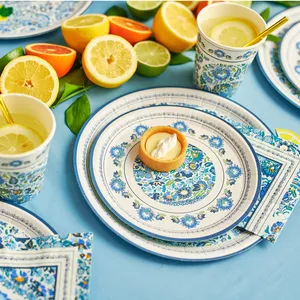 ชุดจานลายดอกไม้ DAMAI สำหรับงานเลี้ยงน้ำชา ชุดภาชนะใช้แล้วทิ้งสำหรับงานแต่งงาน งานวันเกิด ชุดช้อนส้อมสีทอง - Product Image 3