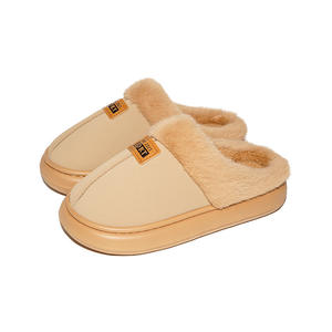 2024รองเท้าแตะผู้ชายผู้หญิง, ผ้าฝ้ายกำมะหยี่นุ่มเหมาะสำหรับใส่ในบ้านในฤดูหนาวรองเท้าบูท EVA หนาน้ำหนักเบาอินเทรนด์กันลื่นดีไซน์หิมะ - Product Image 1