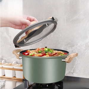 Conjunto de regalo de promoción corporativa multifunción de doble fondo Micro uso doméstico <span class=keywords><strong>olla</strong></span> <span class=keywords><strong>a</strong></span> presión gruesa de grano de madera de aluminio - Product Image 5