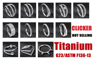 Titanio Piercing gioielli 2 linee Cz pietra forato Piercing al naso incernierato Astm F136 segmento Piercing anello da donna - Product Image 2