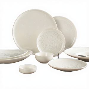 Assiettes en céramique blanche durable, vaisselle en porcelaine, motif flocon de neige cristallisé au four, design moderne, émail coloré - Product Image 4