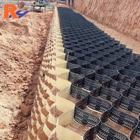 Sistem Penstabilan Geocell HDPE 150-400, Sistem Pengkondisian Seluler Plastik untuk Penstabil Kerikil, Geocell untuk Tanah & Kerikil