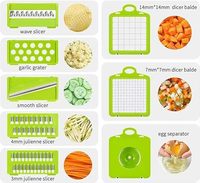 14-in-1 handmatige keuken groentesnijder, aardappelmes, snijder, fruit- en groentesnijder, PS plastic