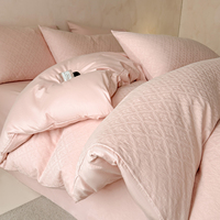 Ensemble de literie de luxe moderne en coton 100% premium 60S 200TC, motif floral jacquard gaufré, 4 pièces, housse de couette, taies d'oreiller