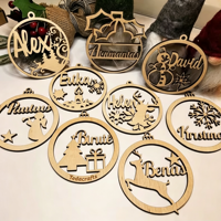 Holz-Weihnachtsdekoration Holz-Weihnachtsschmuck Lasergeschnittene Holz-Hängeanhänger Weihnachtsbaum-Deko Feiertagsgeschenkbox