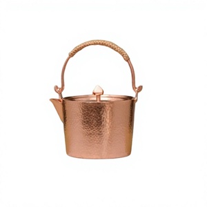 Tetera de cobre martillado de la más alta calidad con asa, diseño atractivo, forma redonda, para té y café - Product Image 1
