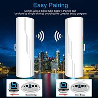 Transmisor y Receptor WiFi HC505 de 5.8GHz y 900Mbps, 5KM, Punto a Punto, Inalámbrico, para Exteriores, con Certificación CE y FCC, Altamente Recomendado