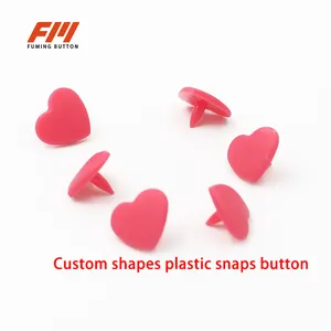 Latest heart plastic snap fastener for toy dolly custom colour