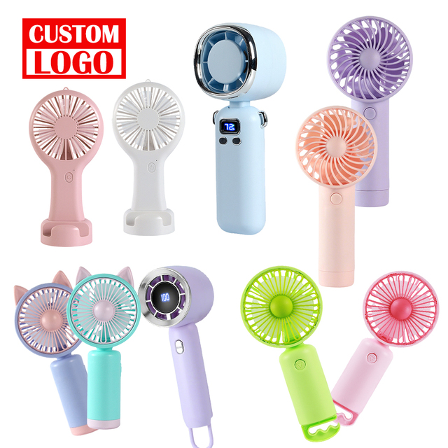 Customizable Mini LED Handheld Air Cooling Fan Replaceable Battery Personalized Logo for Household Hotel Use Spanish Plastic
