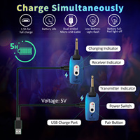 Sistem Amplifier Gitar Transceiver Bass Elektrik Nirkabel A9 300mAh untuk Piano Elektronik