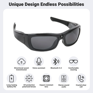 Lunettes de soleil avec caméra sportive, objectif polarisé HD 1080P, fonctions audio/vidéo/<span class=keywords><strong>photo</strong></span> sans fil, musique et appels, caméra simple - Product Image 2