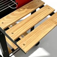 Chariot de barbecue portable d'extérieur avec grandes roues tout-terrain et poignée ergonomique pour le camping en famille et les pique-niques en parc