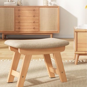 Modern Minimalist Solid <b>Wood</b> <b>Stool</b> With Fabric Seat For Living Room Home Use - Product Image 1