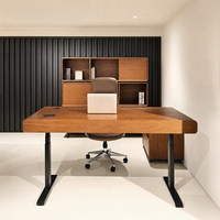 Escritorio Eléctrico de Altura Ajustable con Superficie de Madera de Nogal, Mesa Ejecutiva para Oficina con Carga Inalámbrica, Fabricante OEM