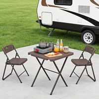 Table pliante carrée portable sans assemblage, avec structure en acier, table de camping et de patio, capacité de 400 lb, table de pique-nique pour jardin