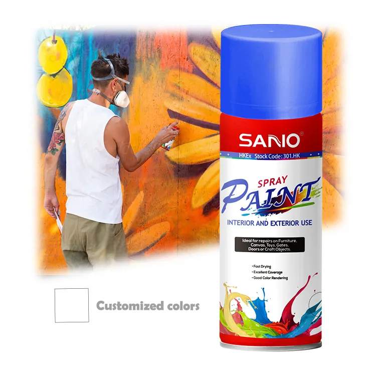 Graffiti Satin Spray Paint 400ml Matte Paint Film High Coverage Aerosol Spray Paint Wholesale Black Color Acrylic Resin 3 Years