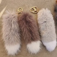 CPC Wholes Porte-clés personnalisable en peluche longue et colorée, en forme de queue de renard simulée, lestée, 15 cm