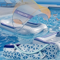 Lit flottant gonflable portable et pliable avec auvent, grand hamac de piscine, matelas pneumatique pour piscine, lac, rivière, vacances