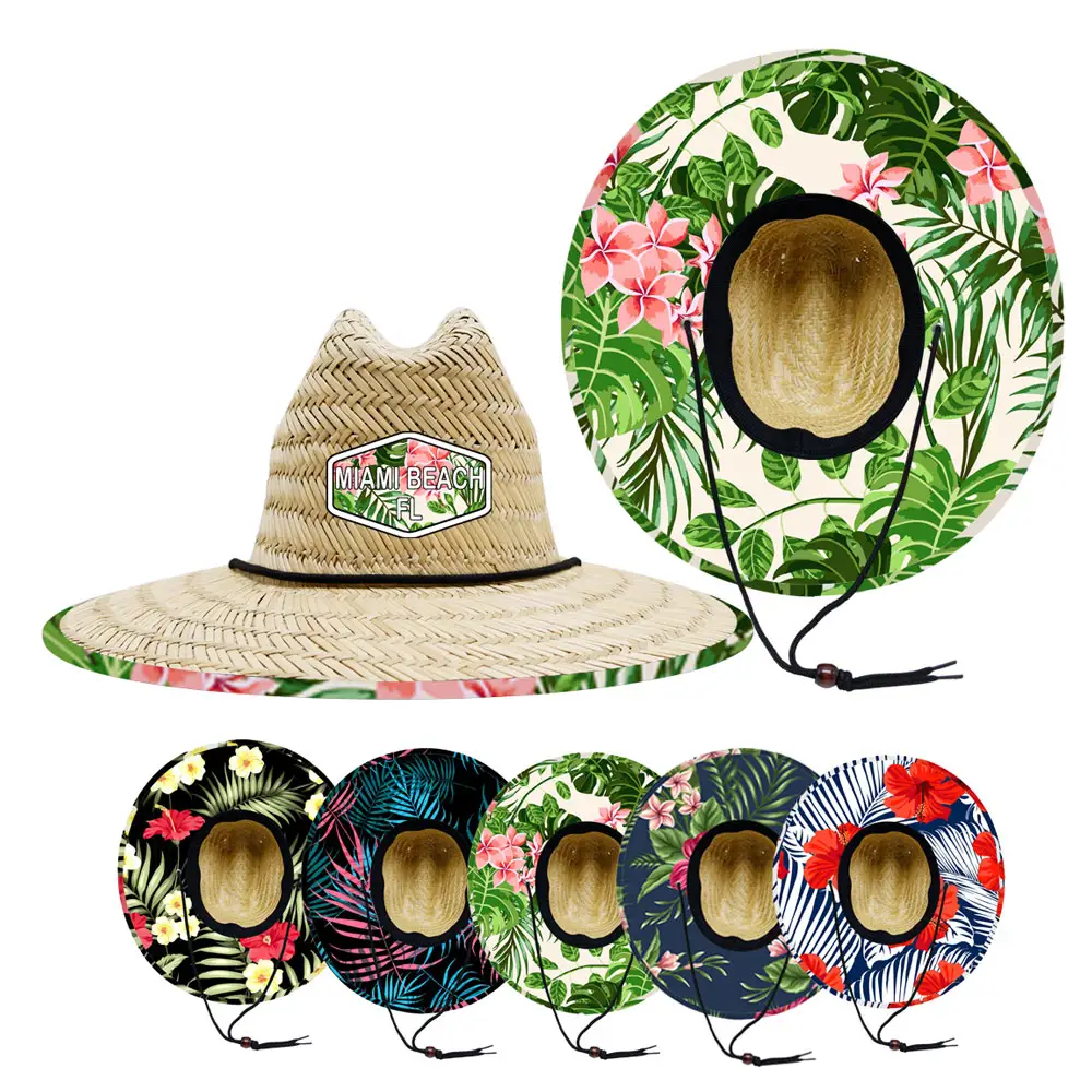 2022 Custom Safari Sun Shade Summer Holiday Florida Tropical Miami Beach Lifeguard Natural Straw Hats