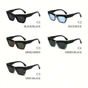 Lunettes de soleil vintage 2025 personnalisées avec logo, grande monture carrée pour hommes et femmes, protection UV400, monture PC, style œil de chat - Product Image 6