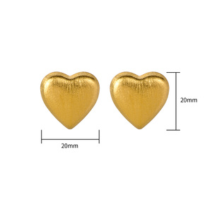 Boucles d'oreilles clous cœur plaqué or 18 carats 304 316 20 mm, romantiques, unisexes, micro-incrustées, bijoux de mode - Product Image 1