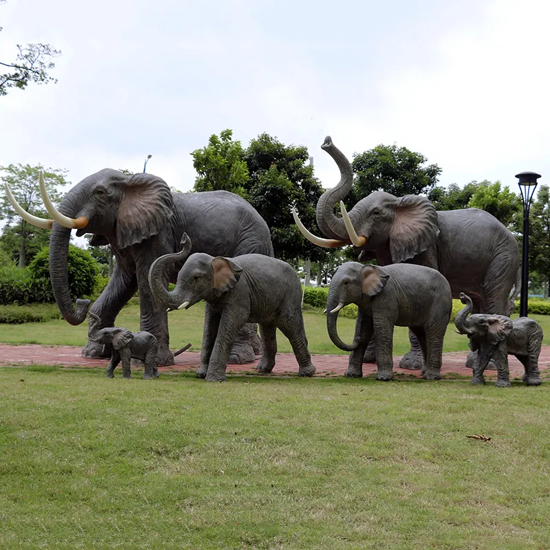 Nieuw Aangekomen Handgemaakte Levensgrote 280 Cm Lange Glasvezel Dier Olifant Glasvezel Sculpturen Dier Beeld Dier