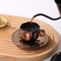 Ensemble de tasses à café en céramique d'Arabie Saoudite, tasses à thé arabes avec motifs floraux géométriques en relief pour le Ramadan, l'Aïd, la décoration de la maison, cadeau