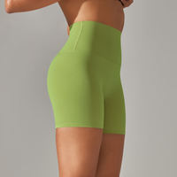 Shorts de yoga pour femmes, en nylon, pour la course à pied, la salle de sport, la remise en forme, taille haute, spandex, uni, élastique, taille push-up, exercice