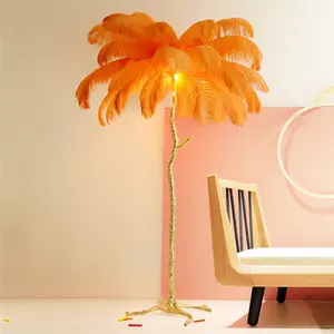 american style hawaii tree home hotel villa indoor living dining room bedroom feather led floor lamp