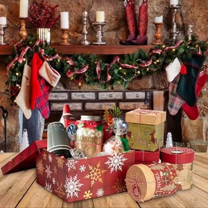 Deluxe round square <b>Christmas</b> party <b>gift</b> packaging with covered hard cardboard <b>box</b>, customizable according to needs - Product Image 5