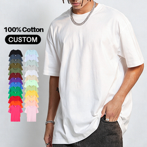 High Quality 180gsm 100% Cotton Custom logo Knitted O-Neck Oversized Solid Breathable Blank t Shirt for Men - Product Image 1