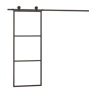 Porte coulissante en verre noir et aluminium 29,9 x 80,7 pouces, design minimaliste, porte intérieure - Product Image 1