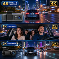 Caméra embarquée HD 4K+2K+2K pour voiture, caméra de tableau de bord 4K, caméra de tableau de bord 3 canaux, Wifi, GPS, caméra de tableau de bord 4K à 3 objectifs