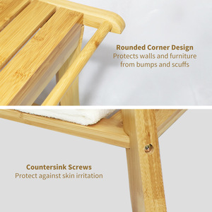 Bambuseae Bamboo <b>Bathroom</b> <b>Stool</b> With Shelf 23.4 In Storage Bench For Shoes And Towels - Product Image 4