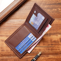 Dompet pendek kulit PU pria, kpurse koin Multi kartu, kasual tipis tiga lipat Horizontal untuk lelaki muda