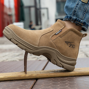 8808-Bottes de Sécurité pour Soudage en Cuir Véritable Disponibles en Stock, Chaussures de Sécurité en Cuir Suédé de Haute Qualité sans Lacets - Product Image 4