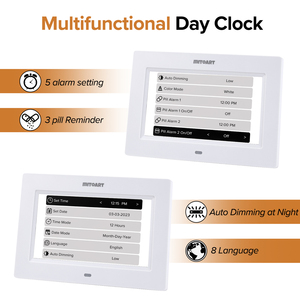 Horloge murale avec écran LCD à luminosité automatique, lecture vidéo, <span class=keywords><strong>pour</strong></span> la maladie d'<span class=keywords><strong>Alzheimer</strong></span> et la démence, 7 pouces, bureau, salon, USB - Product Image 2
