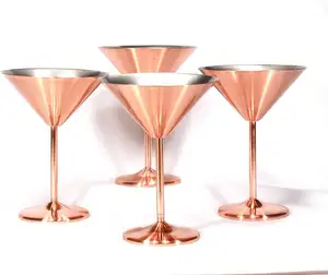 Copper Champagne Flutes, Sturdy Thick Bottom Copper Champagne Flutes Set  2pcs Stainless Steel For Bar 