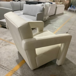 Fauteuil d'appoint géométrique moderne personnalisé en similicuir blanc, canapé individuel <span class=keywords><strong>pour</strong></span> salons de luxe et projets de design résidentiel haut de gamme - Product Image 3