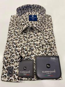 เสื้อเชิ้ตลำลองพิมพ์ลายผู้ชาย ผ้าฝ้าย 100% ทรงเข้ารูป แขนยาว ติดกระดุม คอปก ใส่ได้ในฤดูใบไม้ผลิ - Product Image 3