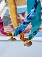 Collier ras du cou imprimé bandana bohème avec pendentif coquillage doré, réglable en acier inoxydable, bijoux d'été pour femme