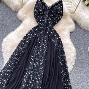 Vestido Maxi Casual de Verano 2026 con Cuello en V y Estampado de Puntos para Mujer, Estilo Túnica Romana Ajustada - Product Image 4