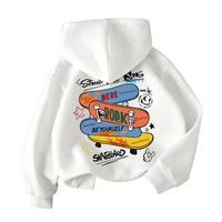 Sweat à capuche blanc vintage pour garçons, avec superposition multicolore et imprimé graffiti abstrait au dos, vêtement chaud décontracté, directement de l'usine