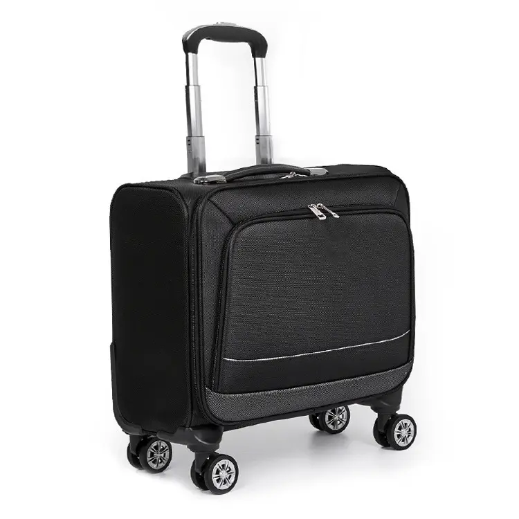 4 ruote Spinner nero bordo valigia per bagaglio a mano piccolo pilota di volo bagaglio da lavoro leggero 16 "Trolley borsa per Laptop