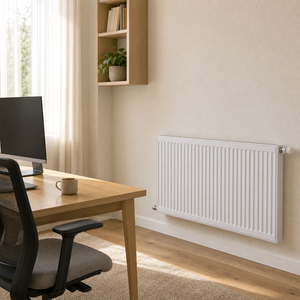Radiatore a Pannello Orizzontale Contemporaneo in Acciaio Dolce Bianco con Texture a Costine Verticali, Montaggio a Parete, Valvola Termostatica <span class=keywords><strong>per</strong></span> Spa e Lounge - Product Image 5