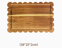 Assiettes de table en bois d'acacia festonnées personnalisées en gros, ensemble de planches à découper en bois, plateau de service
