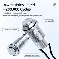 Interrupteur à bouton-poussoir à tête allongée en acier inoxydable IP67 de 12 mm