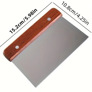 Coupe-pâte en acier inoxydable avec manche en bois, outil de pâtisserie rectangulaire pour le pain, la pizza et les pâtisseries - Product Image 2
