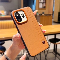 Étui de protection en cuir à double ligne avec bouton métallique pour Oneplus 15 version mondiale