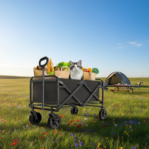 Carrito de Utilidad Plegable Resistente de Color Negro, Capacidad de 220 Libras, Carrito de Jardín para Acampar al Aire Libre, Contenedor con Ruedas Portátil de Cuatro Ruedas - Product Image 2